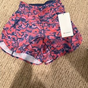 NWT lululemon Women's Pink and Blue Lined Shorts Track That Mid Rise 5” Size 2